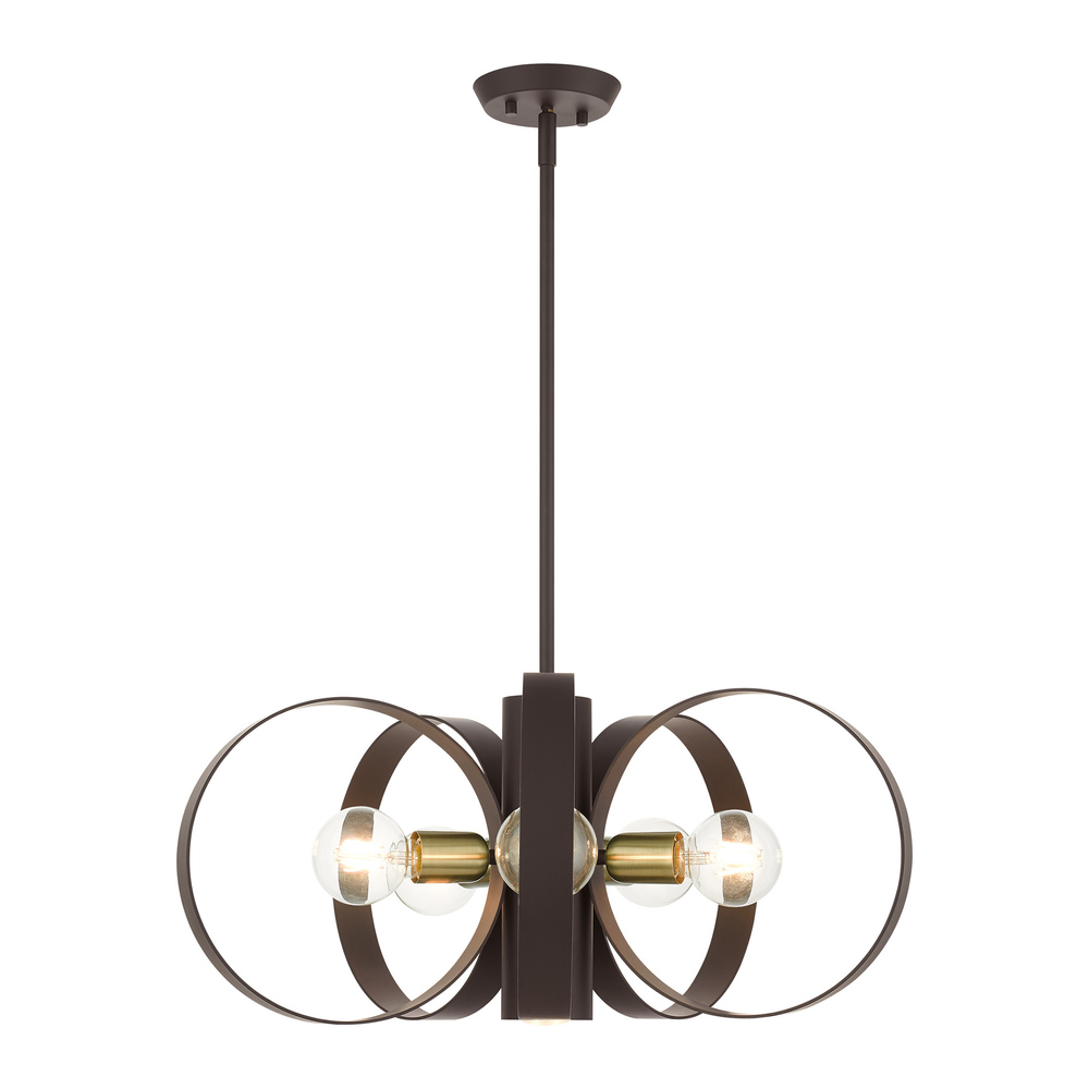 6 Lt Bronze Chandelier