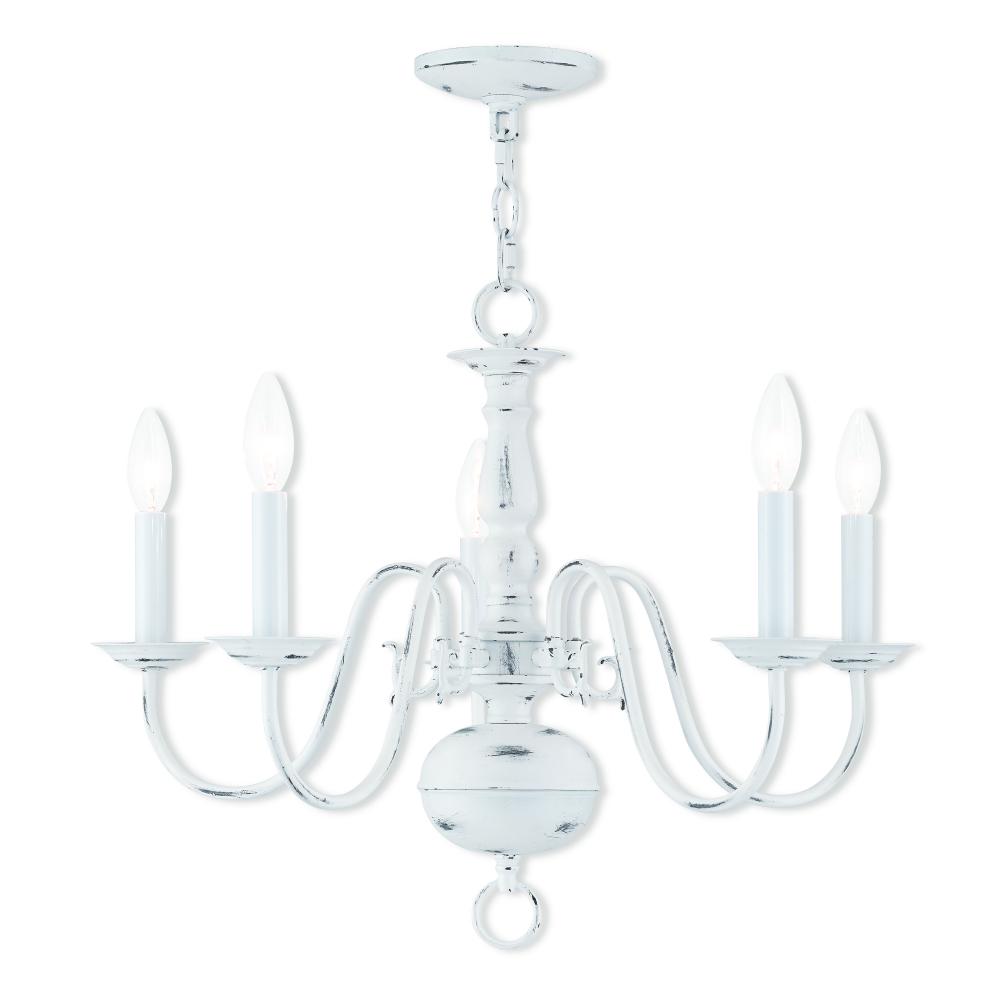 5 Lt Antique White Chandelier