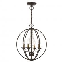 Livex Lighting 40914-07 - 4 Light Bronze with Antique Brass Finish Candles Globe Convertible Chandelier/ Semi-Flush