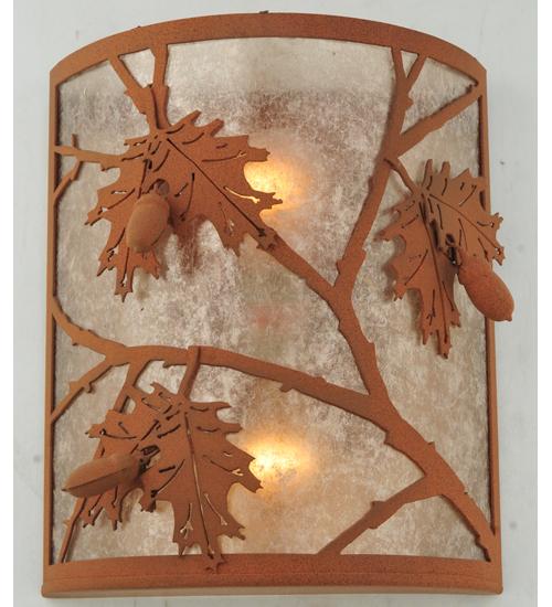 10" Wide Oak Leaf & Acorn Wall Sconce