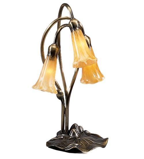 16" High Amber Tiffany Pond Lily 3 Light Accent Lamp