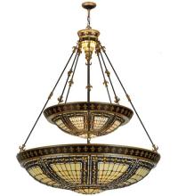 Meyda Blue 65165 - 45"W Fleur-de-lis 2 Tier Inverted Pendant