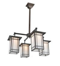 Meyda Blue 82505 - 33"W Hyde Park Wright 4 LT Chandelier