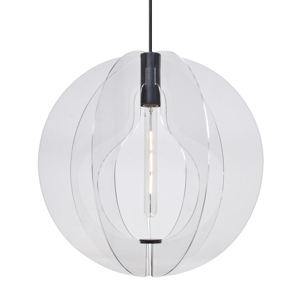 Besa, Benito Cord Pendant, Globe, Black Finish, 1x4W LED Filament