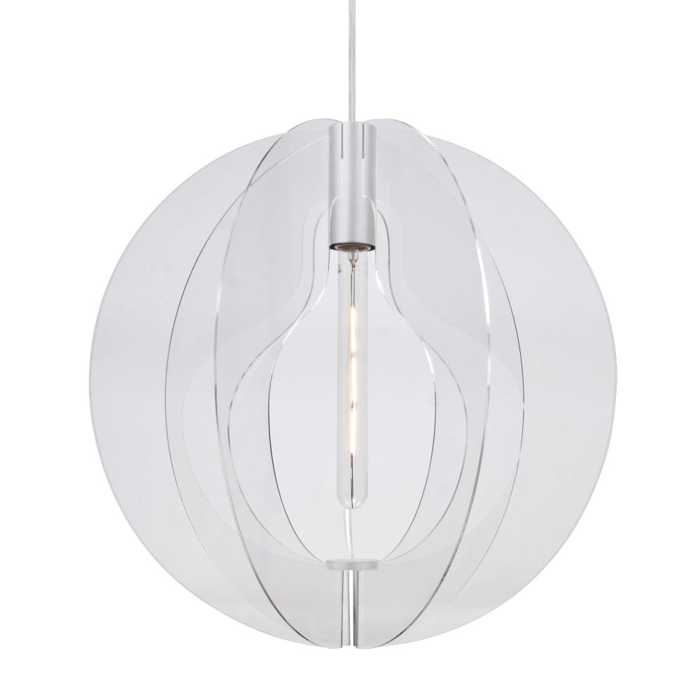 Besa, Benito Cord Pendant, Globe, Satin Nickel Finish, 1x4W LED Filament