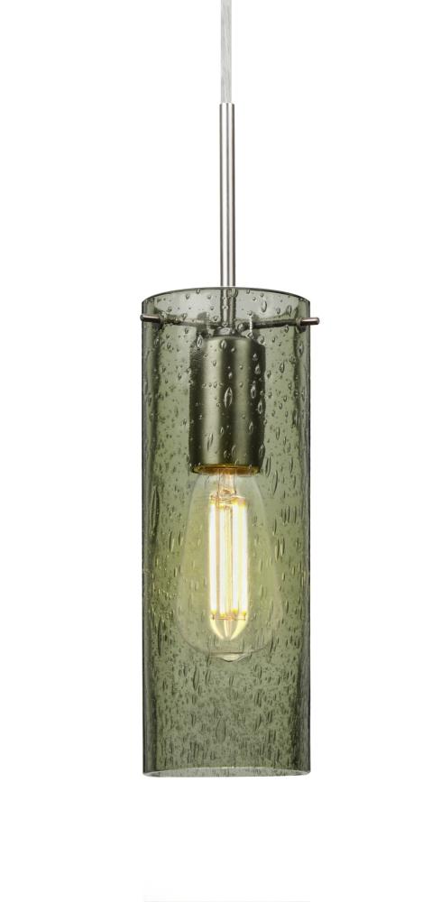 Besa, Juni 10 Cord Pendant, Moss Bubble, Satin Nickel, 1x4W LED Filament, 15Ft. Cord