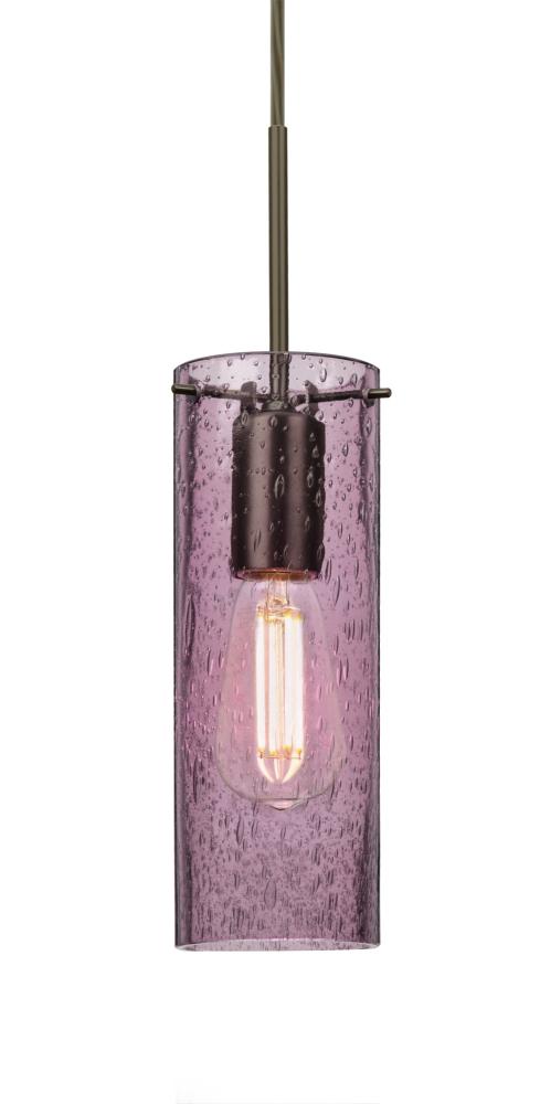 Besa, Juni 10 Cord Pendant, Plum Bubble, Bronze, 1x4W LED Filament, 15Ft. Cord