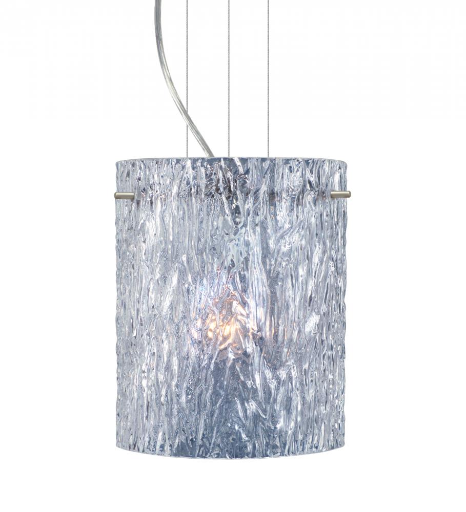 Besa Pendant Tamburo 8 Satin Nickel Clear Stone 1x100W Medium Base