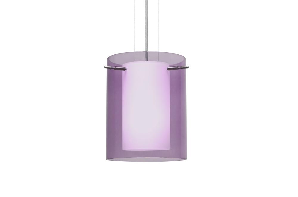 Besa Pahu 8 LED Pendant 1Kg Transparent Amethyst Satin Nickel 1x11W LED