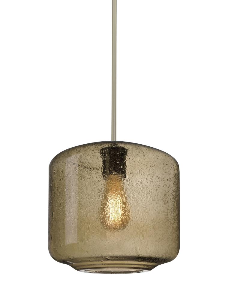 Besa Niles 10 Pendant, Smoke Bubble, Satin Nickel Finish, 1x4W LED Filament, 15Ft. Co