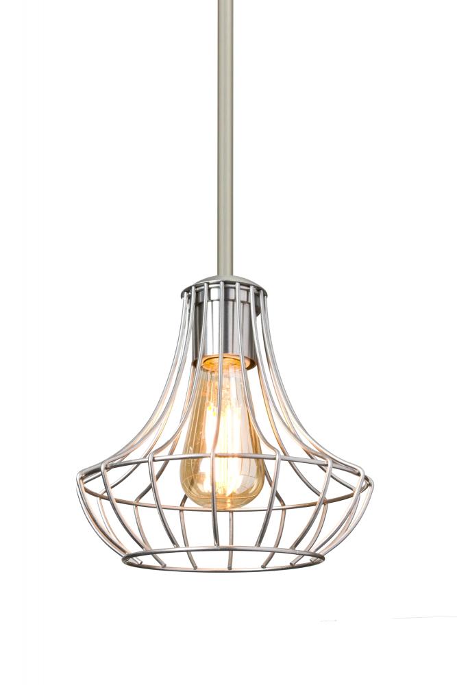 Besa Stem Pendant Spezza 7 Satin Nickel 1x8W LED Filament