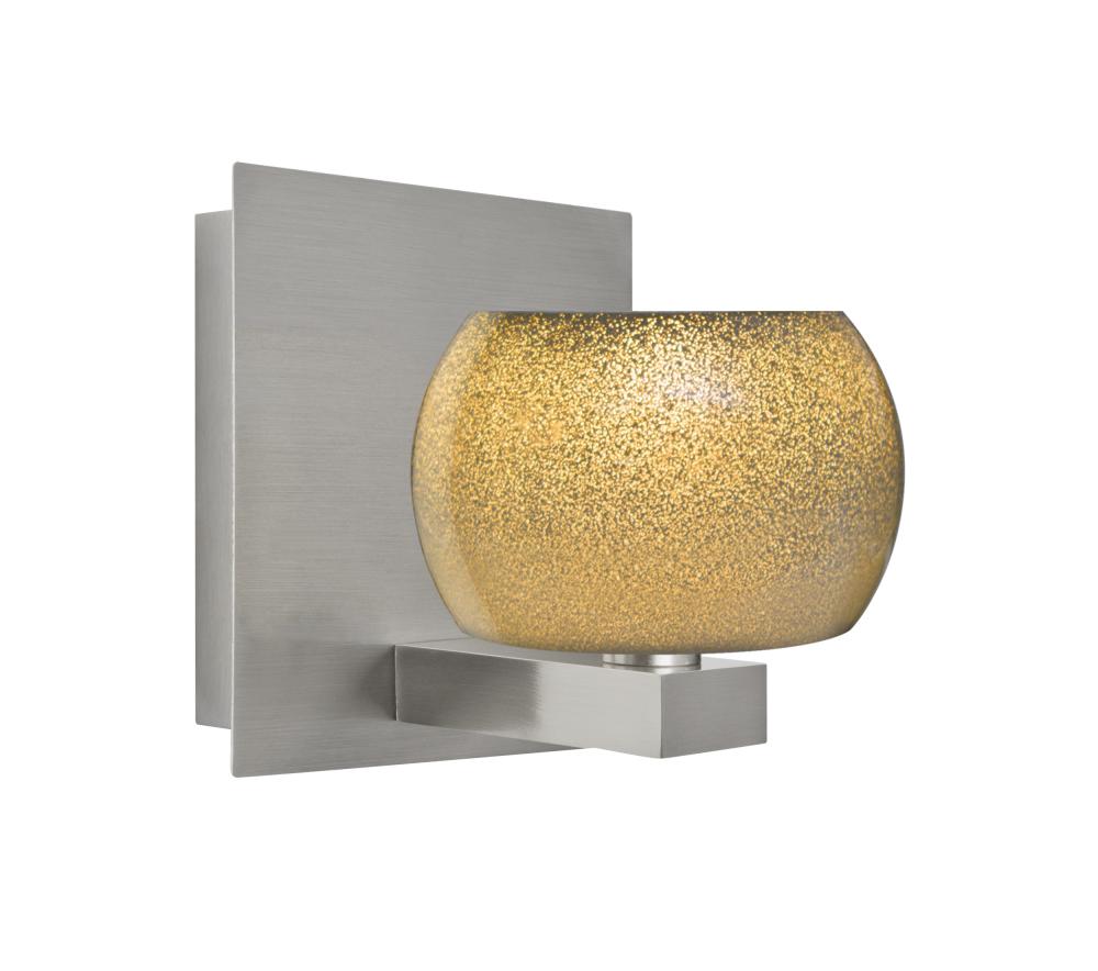 Besa, Keno Vanity, Gold Sand, Satin Nickel Finish, 1x60W Halogen