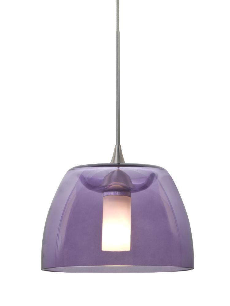 Besa Spur Cord Pendant, Plum, Satin Nickel Finish, 1x3W LED