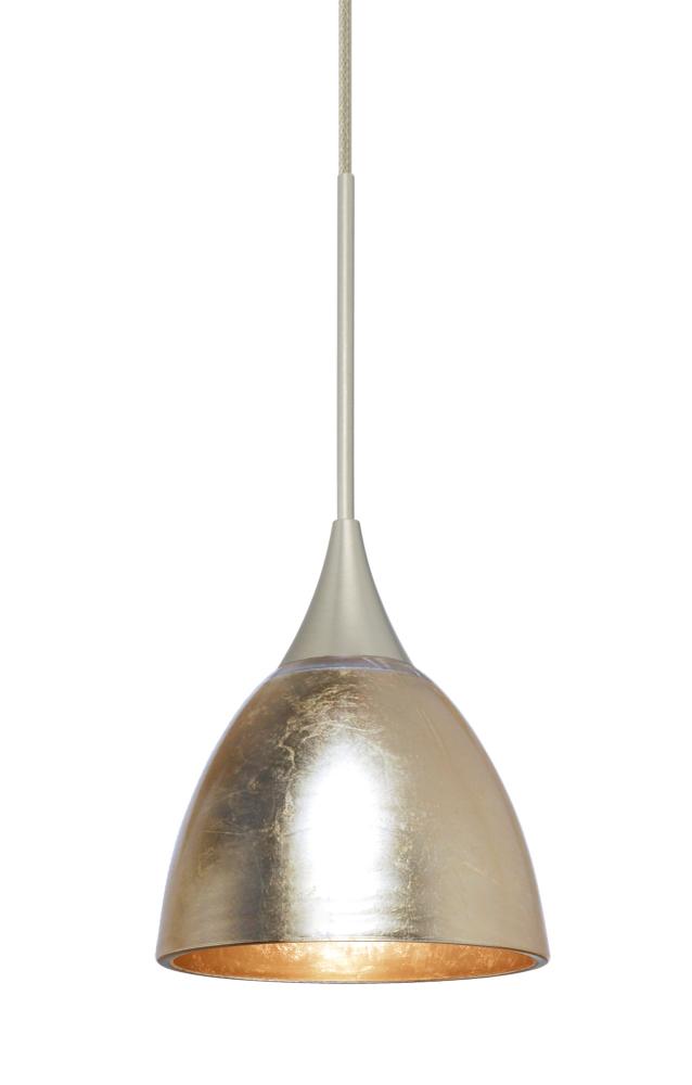 Besa Divi Pendant, Gold Foil, Satin Nickel, 1x9W LED