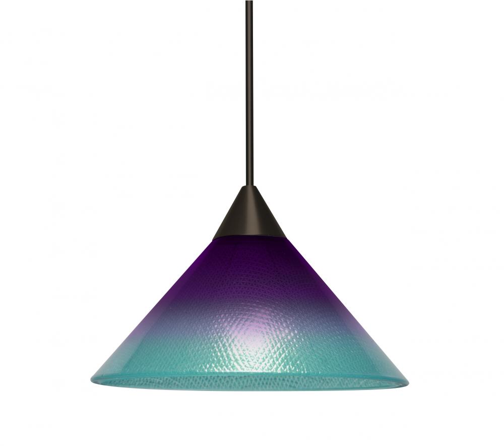 Besa, Jade Cord Pendant, Purple/Blue, Bronze Finish, 1x3W LED