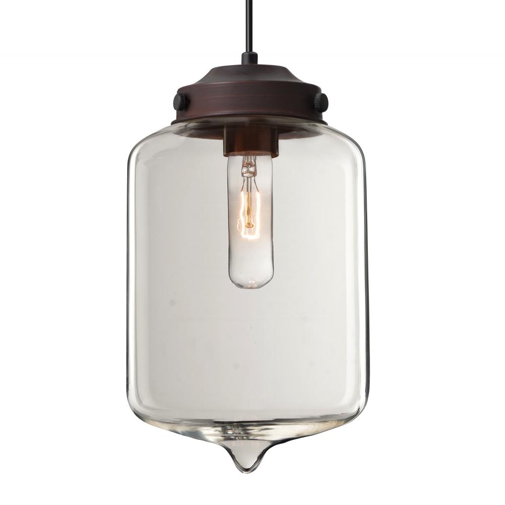 Besa Olin Pendant For Multiport Canopy Bronze Clear 1x60W Medium Base T10, 15Ft. Cord