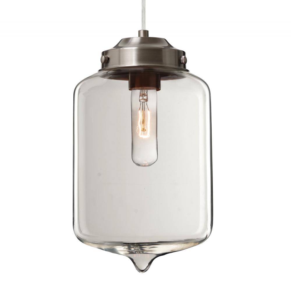 Besa Olin Pendant For Multiport Canopy Satin Nickel Clear 1x60W Medium Base T10, 15Ft