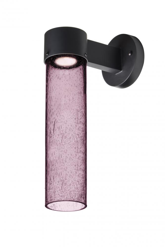 Besa, Juni 16 Outdoor Sconce, Plum Bubble, Black Finish, 1x4W LED