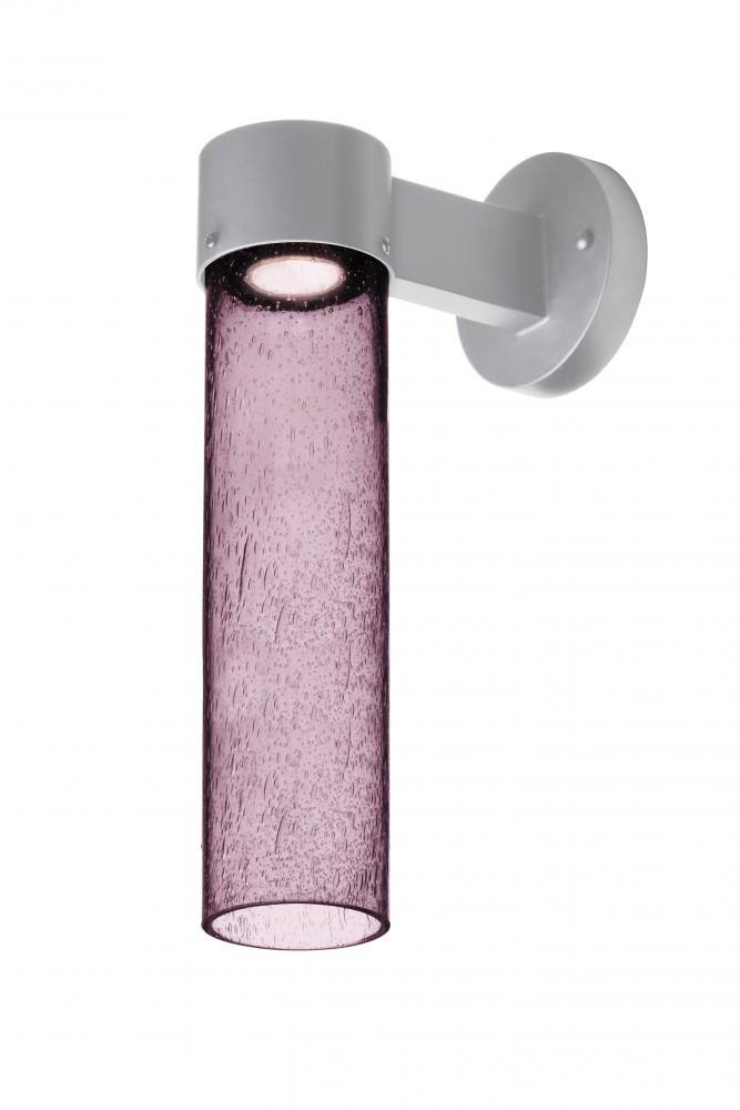 Besa, Juni 16 Outdoor Sconce, Plum Bubble, Silver Finish, 1x4W LED