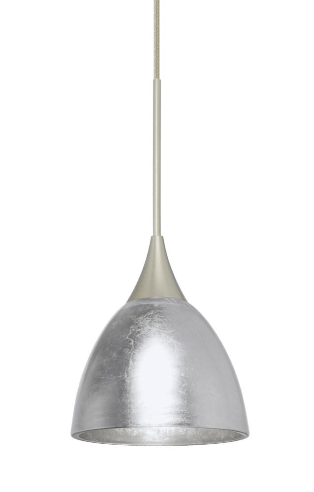 Besa Divi Pendant, Silver Foil, Satin Nickel, 1x50W Halogen