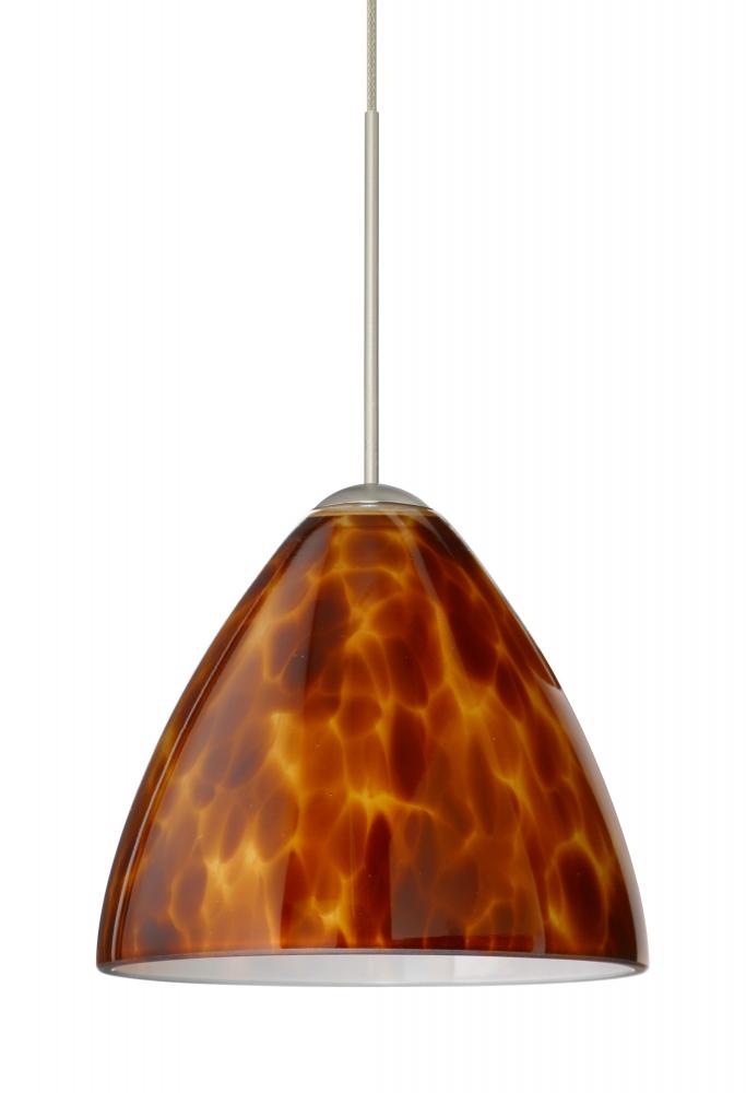 Besa Pendant Mia Satin Nickel Amber Cloud 1x50W Halogen, 15Ft. Cord