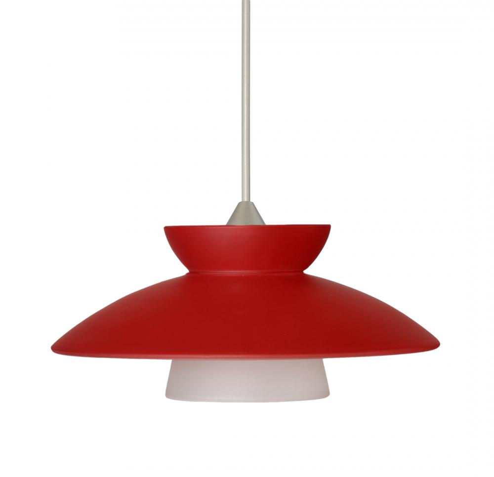 Besa Pendant Trilo 7 Satin Nickel Red Matte 1x50W Halogen, 15Ft. Cord