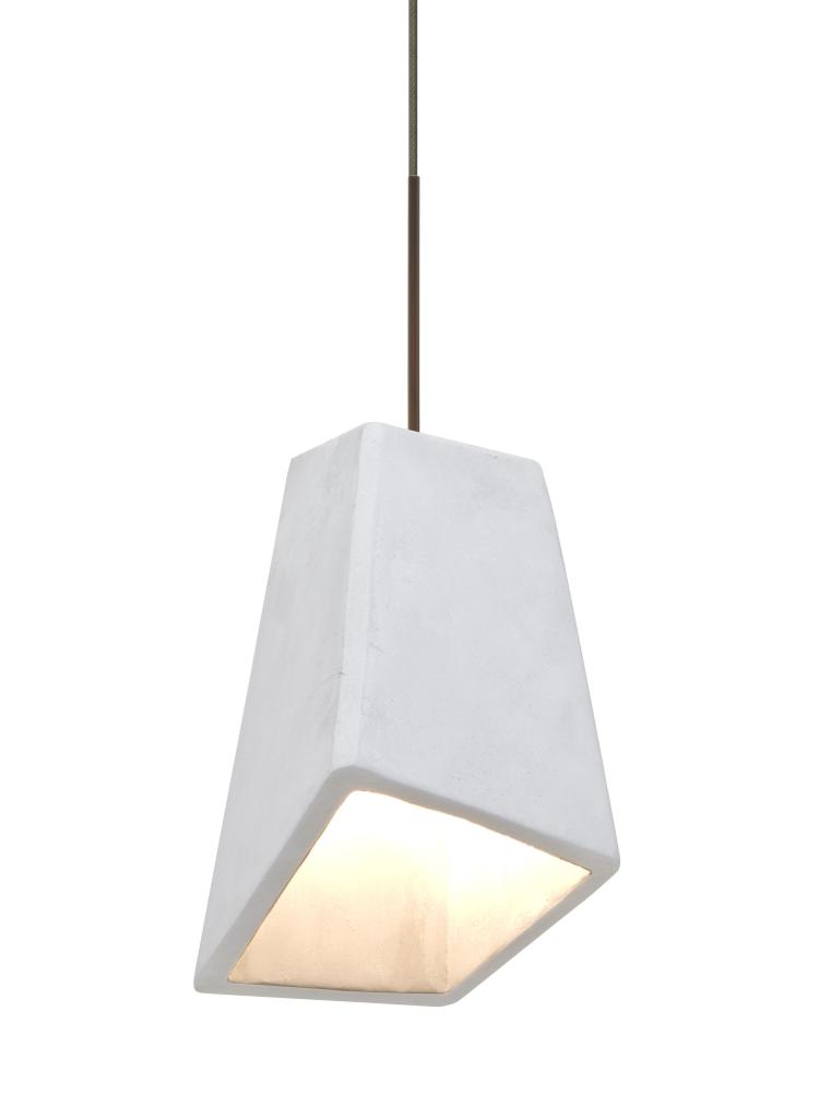 Besa Skip Cord Pendant, White, Bronze Finish, 1x9W LED, 15Ft. Cord