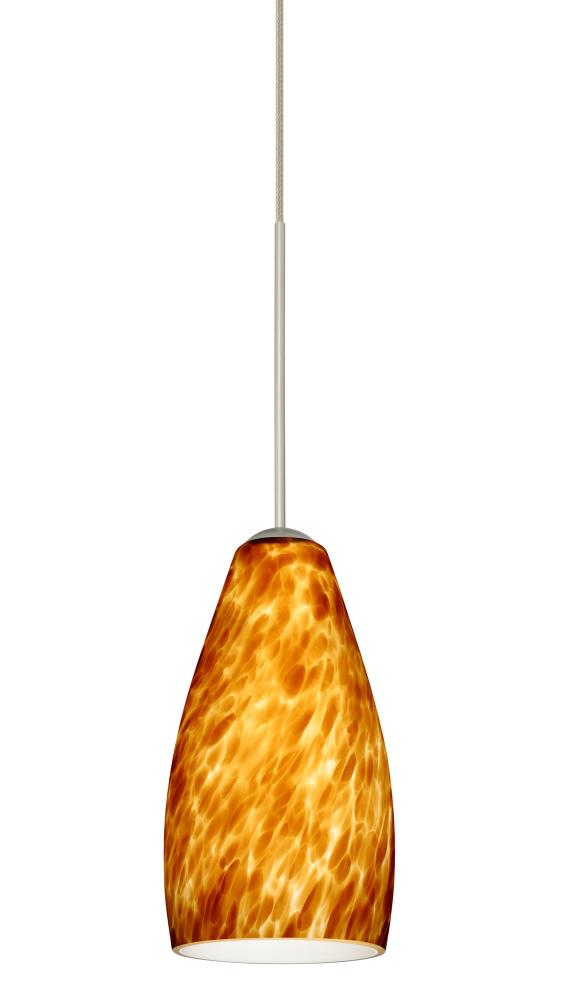 Besa Pendant For Multiport Canopy Karli Satin Nickel Amber Cloud 1x5W LED