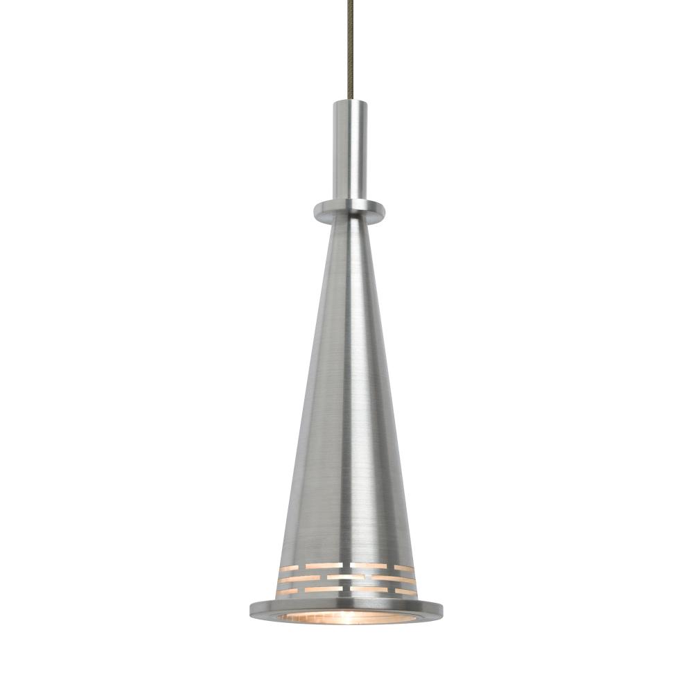 Besa, Prince Cord Pendant For Multiport Canopy, Satin Nickel Cone, Bronze Finish, 1x9