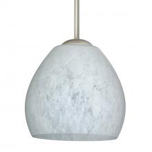 Besa Lighting 1BT-412219-LED-SN-L - Besa Bolla LED Pendant Carrera Satin Nickel 1x9W LED, 15Ft. Cord