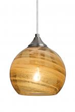 Besa Lighting 1JC-JILLYAM-SN - Besa, Jilly Cord Pendant, Vapor Amber, Satin Nickel Finish, 1x60W Medium Base