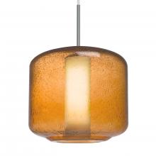 Besa Lighting 1JC-NILES10AO-LED-SN-L - Besa Niles 10 Pendant, Amber Bubble/Opal, Satin Nickel Finish, 1x5W LED, 15Ft. Cord