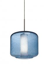 Besa Lighting 1JC-NILES10BO-LED-BR - Besa Niles 10 Pendant, Blue Bubble/Opal, Bronze Finish, 1x5W LED