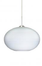 Besa Lighting 1JT-491307-LED-SN - Besa Pendant Pape 12 Satin Nickel Opal Ribbed 1x9W LED