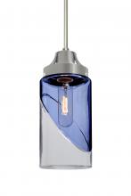 Besa Lighting 1JT-BLINKBL-SN - Besa, Blink Cord Pendant, Trans. Blue/Clear, Satin Nickel Finish, 1x60W Medium Base