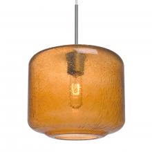 Besa Lighting 1JT-NILES10AM-SN-L - Besa Niles 10 Pendant, Amber Bubble, Satin Nickel Finish, 1x60W Medium Base T10, 15Ft