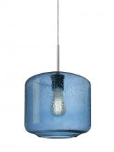 Besa Lighting 1JT-NILES10BL-EDIL-SN-L - Besa Niles 10 Pendant, Blue Bubble, Satin Nickel Finish, 1x4W LED Filament, 15Ft. Cor