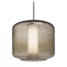 Besa Lighting 1JT-NILES10SO-LED-SN-L - Besa Niles 10 Pendant, Smoke Bubble/Opal, Satin Nickel Finish, 1x5W LED, 15Ft. Cord