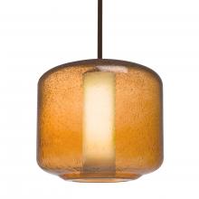 Besa Lighting 1TT-NILES10AO-LED-BR - Besa Niles 10 Pendant, Amber Bubble/Opal, Bronze Finish, 1x5W LED