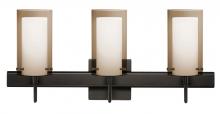 Besa Lighting 3SW-S44007-LED-BR-SQ - Besa Pahu 4 Wall With SQ Canopy 3SW Transparent Smoke/Opal Bronze 3x5W LED