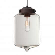 Besa Lighting J-OLINCL-BR-L - Besa Olin Pendant For Multiport Canopy Bronze Clear 1x60W Medium Base T10, 15Ft. Cord