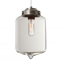 Besa Lighting J-OLINCL-SN-L - Besa Olin Pendant For Multiport Canopy Satin Nickel Clear 1x60W Medium Base T10, 15Ft