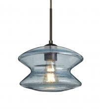 Besa Lighting J-ZENBL-EDIL-BR-L - Besa, Zen Cord Pendant For Multiport Canopy, Blue Bubble, Bronze Finish, 1x8W LED Fil