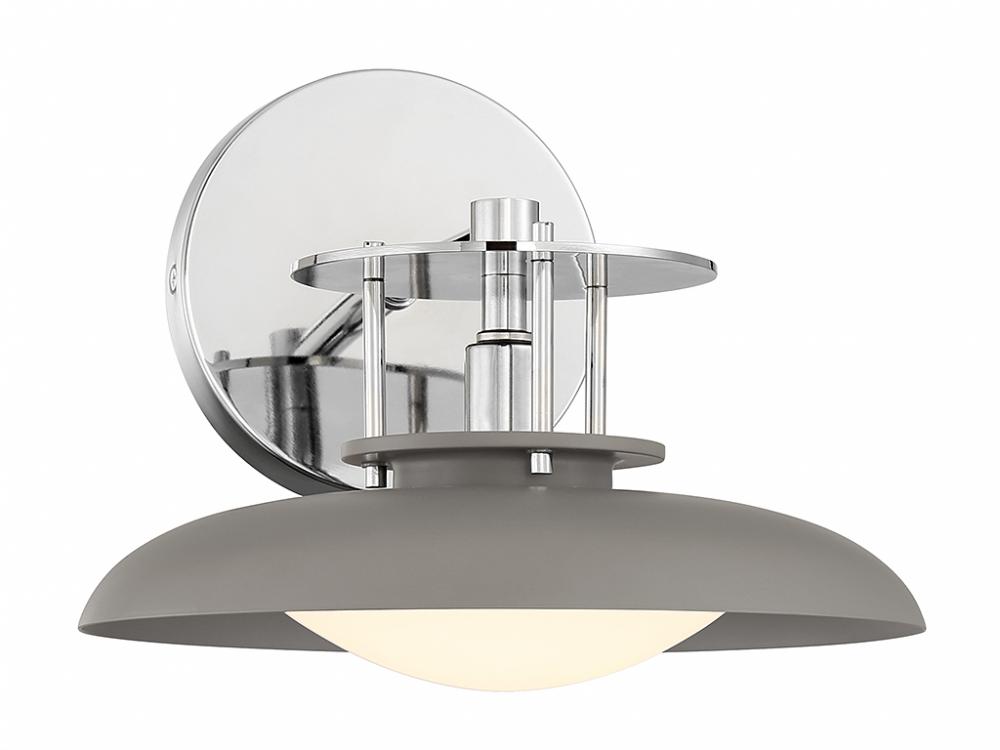 Gavin 1-Light Wall Sconce in Gray with Polished Nickel Accents