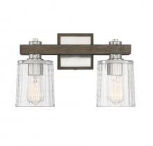 Savoy House 8-1255-2-165 - Halifax 2-Light Bathroom Vanity Light in Satin Nickel with Gray Wood