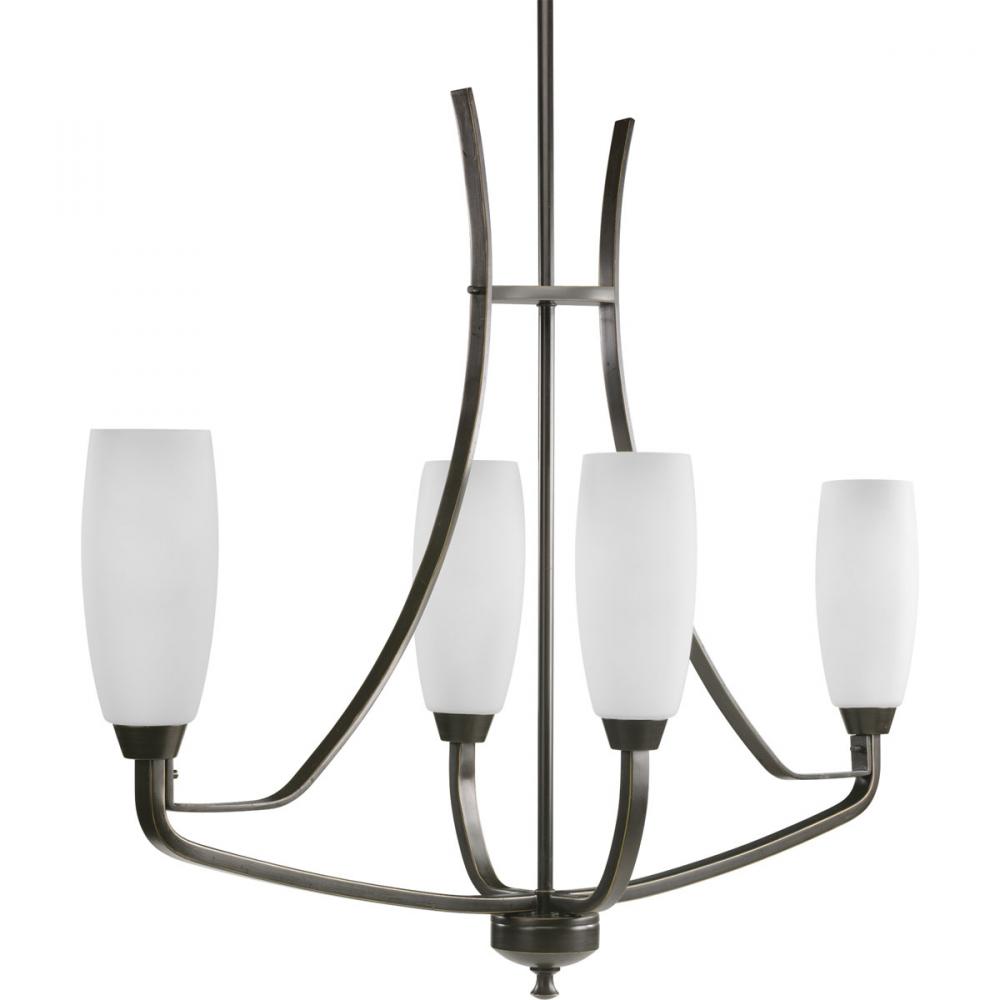 Wisten Collection Four-Light Antique Bronze Etched Glass Modern Chandelier Light