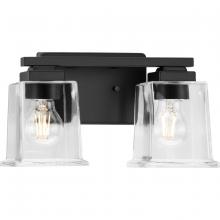 Progress P300378-31M - Gilmour Collection Two-Light Modern Farmhouse Matte Black Clear Glass Bath Vanity Light