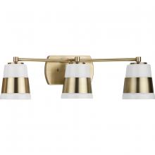 Progress P300444-163 - Haven Collection Three-Light Vintage Brass Opal Glass Luxe Industrial Bath Light