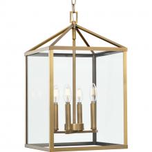 Progress P500440-163 - Hilllcrest Collection Four-Light Vintage Brass Transitional Hall & Foyer Light