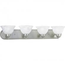 Progress P3269-09 - Avalon Collection Four-Light Brushed Nickel Alabaster Glass Traditional Bath Vanity Light